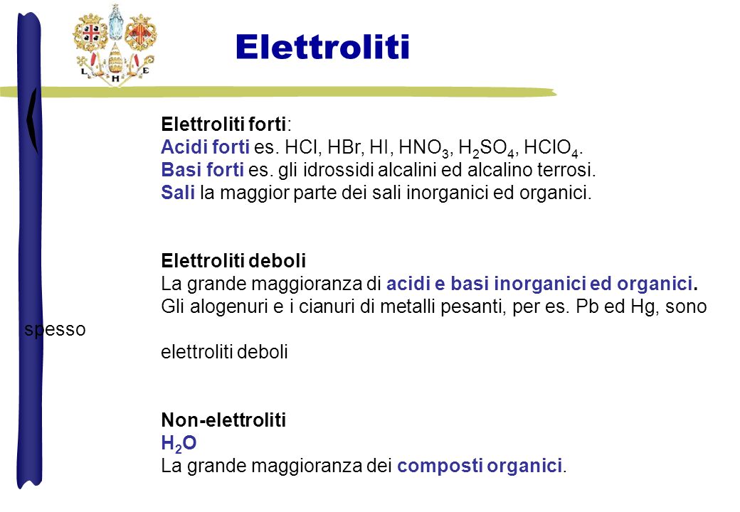 Elettroliti Elettroliti forti: