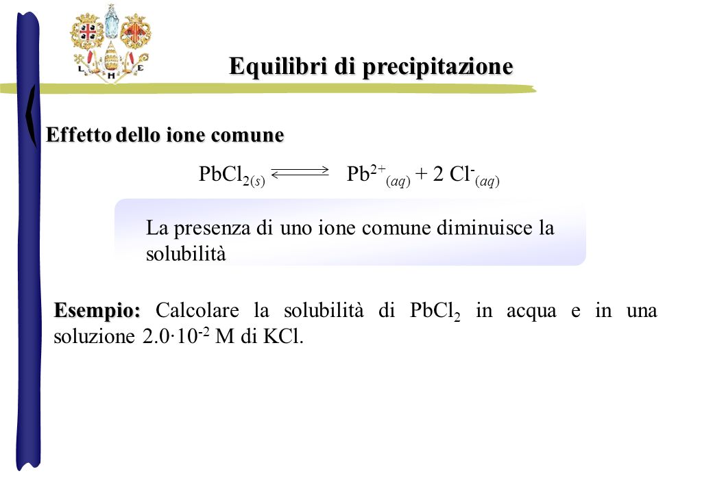 PbCl2(s) Pb2+(aq) + 2 Cl-(aq)