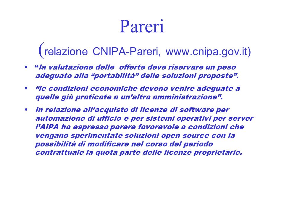 Pareri (relazione CNIPA-Pareri,