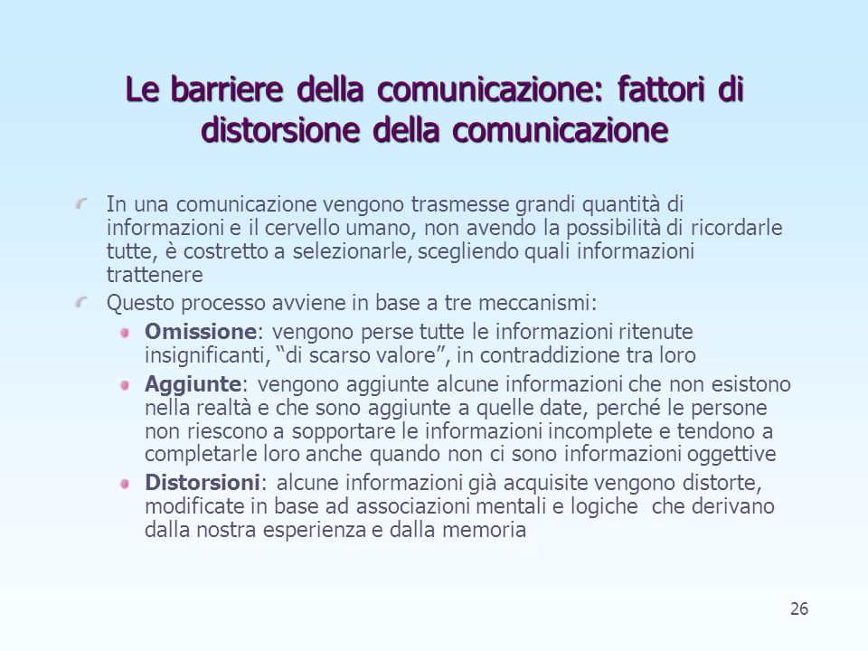 Le barriere della comunicazione: fattori di distorsione della comunicazione