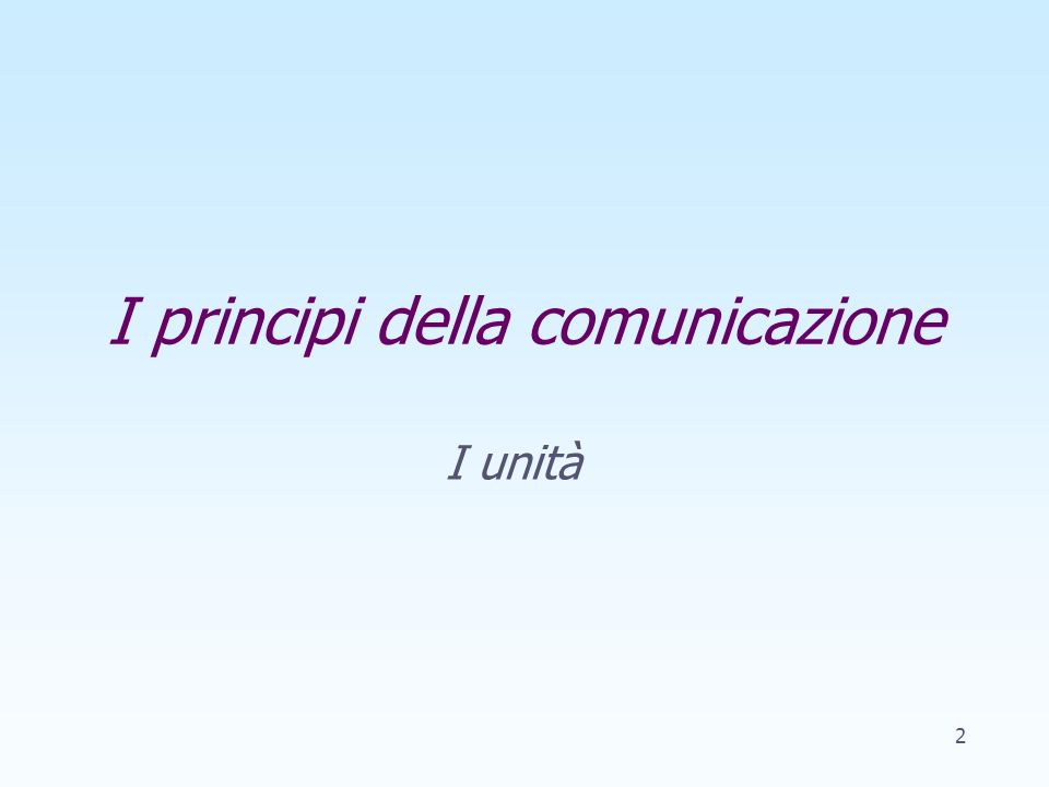I principi della comunicazione