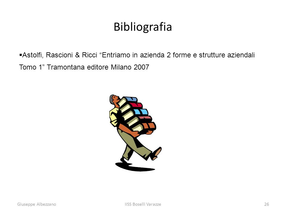 Bibliografia Astolfi, Rascioni & Ricci Entriamo in azienda 2 forme e strutture aziendali Tomo 1 Tramontana editore Milano