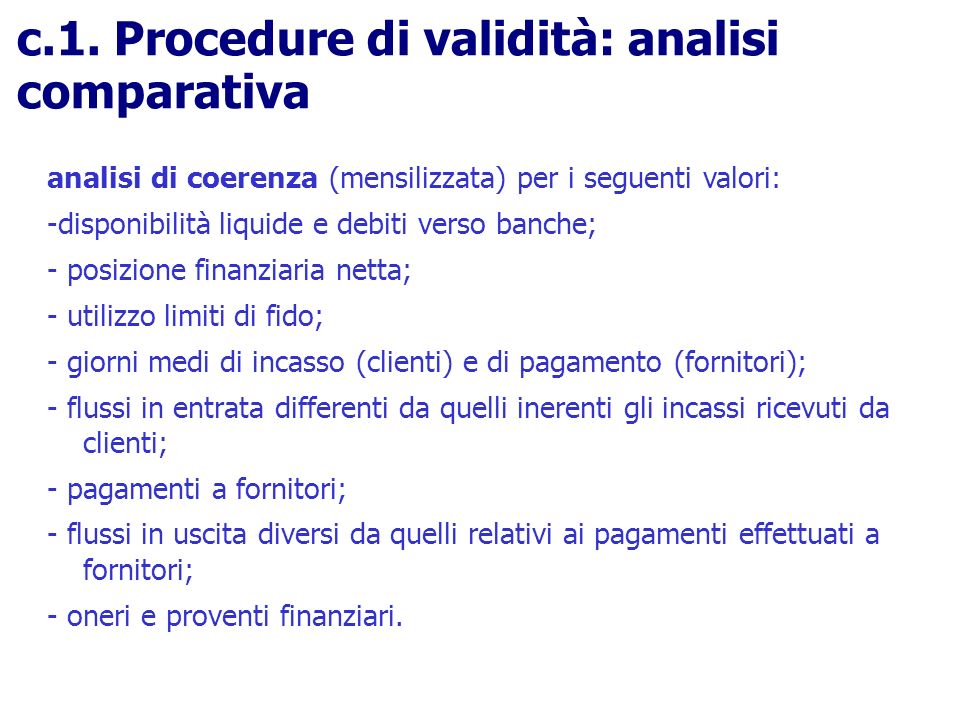 c.1. Procedure di validità: analisi comparativa