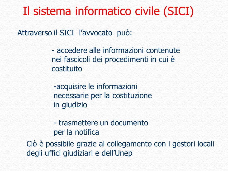 Il sistema informatico civile (SICI)