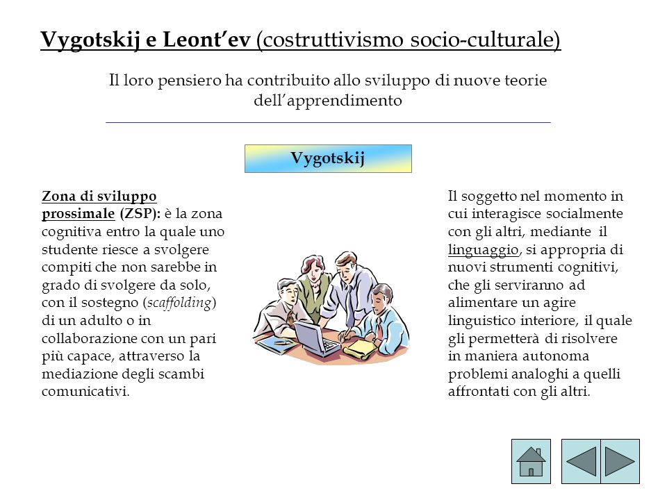 Vygotskij e Leont’ev (costruttivismo socio-culturale)