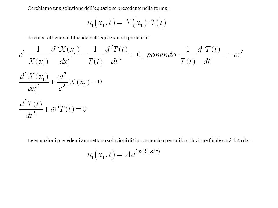 Cerchiamo una soluzione dell’equazione precedente nella forma :