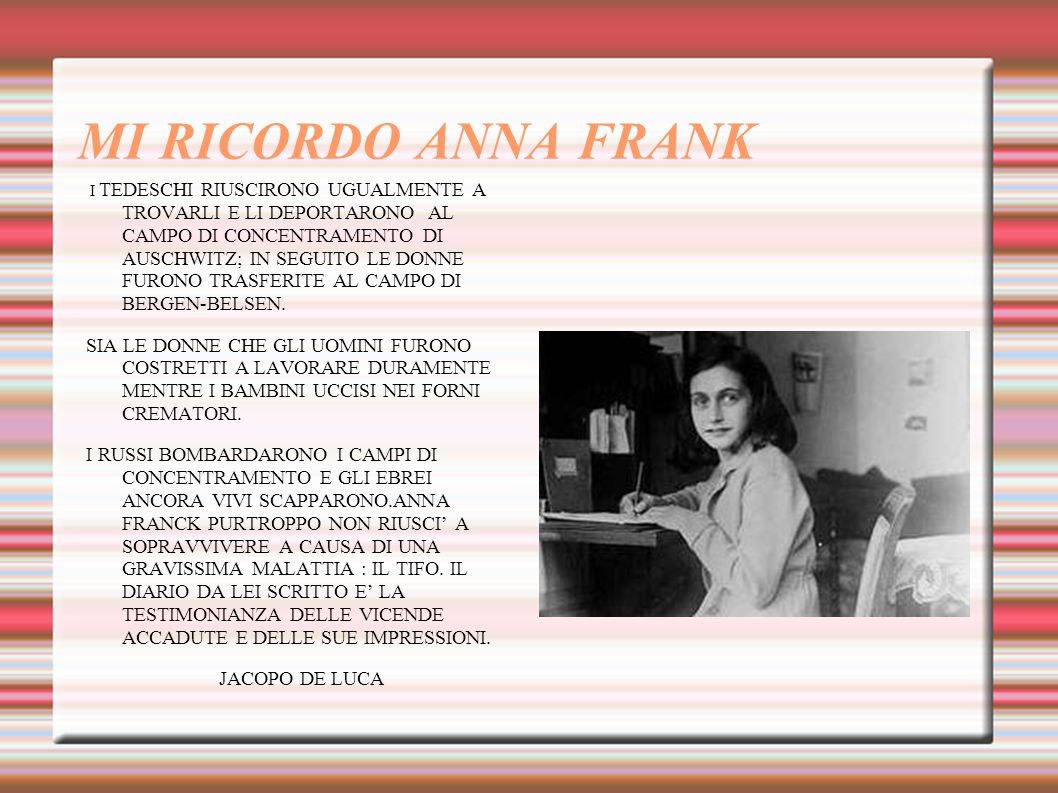 MI RICORDO ANNA FRANK