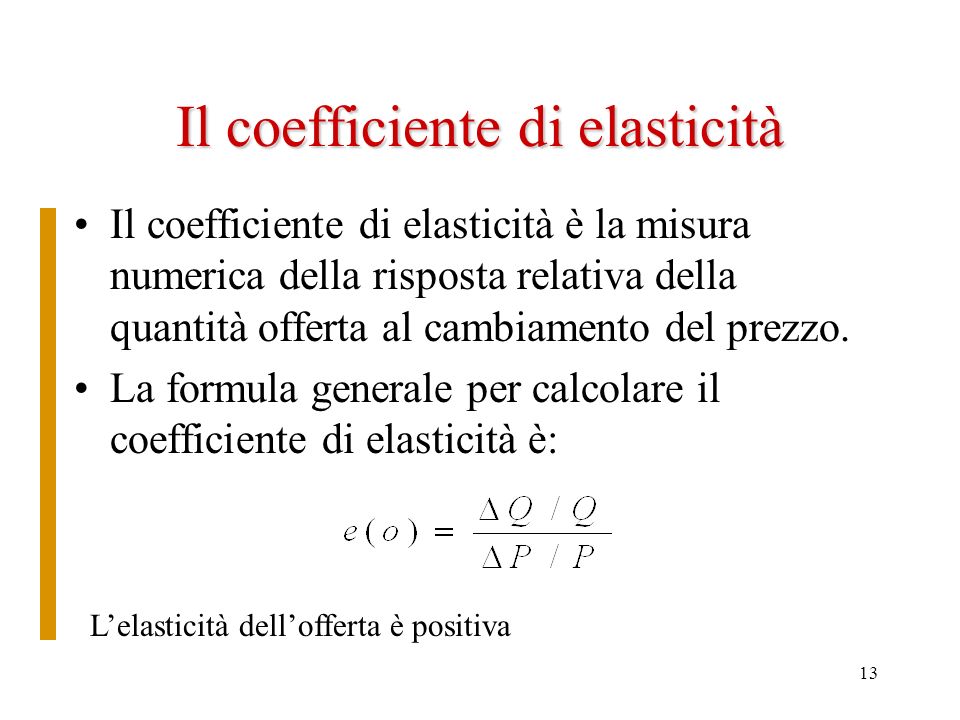 Il coefficiente di elasticità