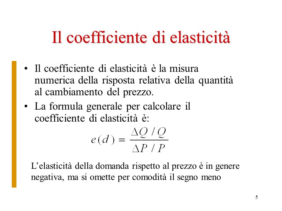 Il coefficiente di elasticità
