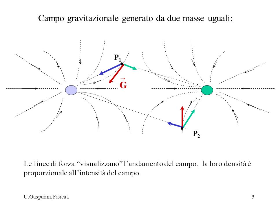 Campo gravitazionale generato da due masse uguali:
