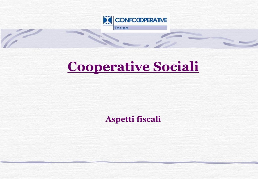 Cooperative Sociali Aspetti fiscali