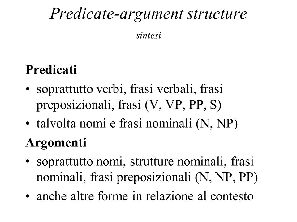 Predicate-argument structure sintesi