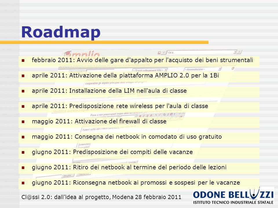 Roadmap febbraio 2011: Avvio delle gare d appalto per l acquisto dei beni strumentali.