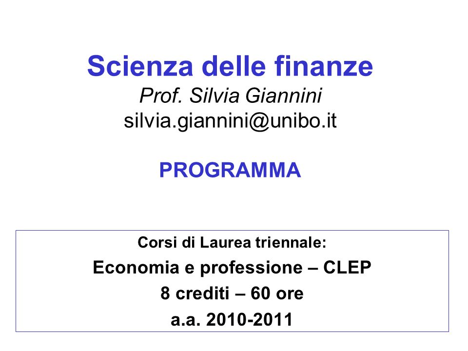 Corsi di Laurea triennale: Economia e professione – CLEP
