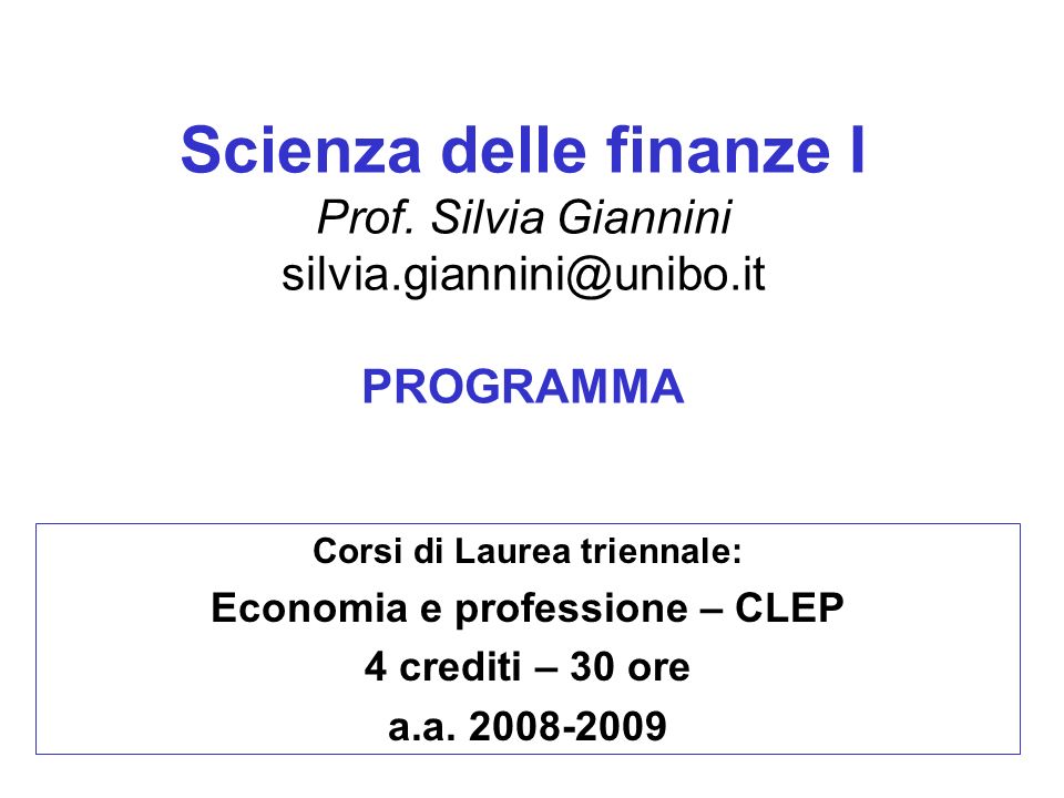 Corsi di Laurea triennale: Economia e professione – CLEP