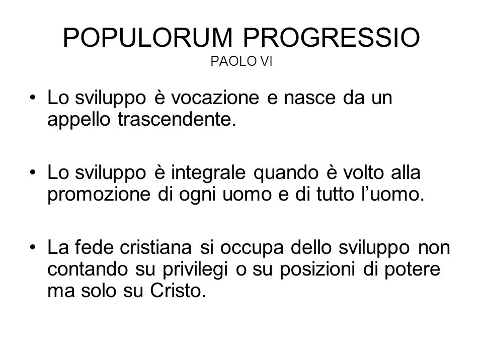 POPULORUM PROGRESSIO PAOLO VI