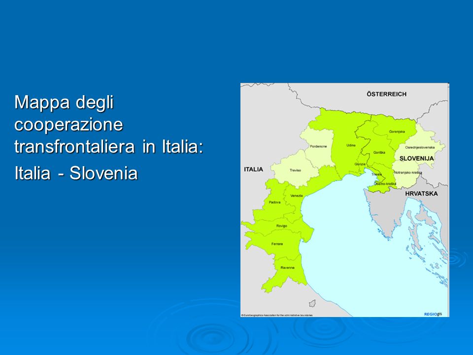 Mappa degli cooperazione transfrontaliera in Italia: