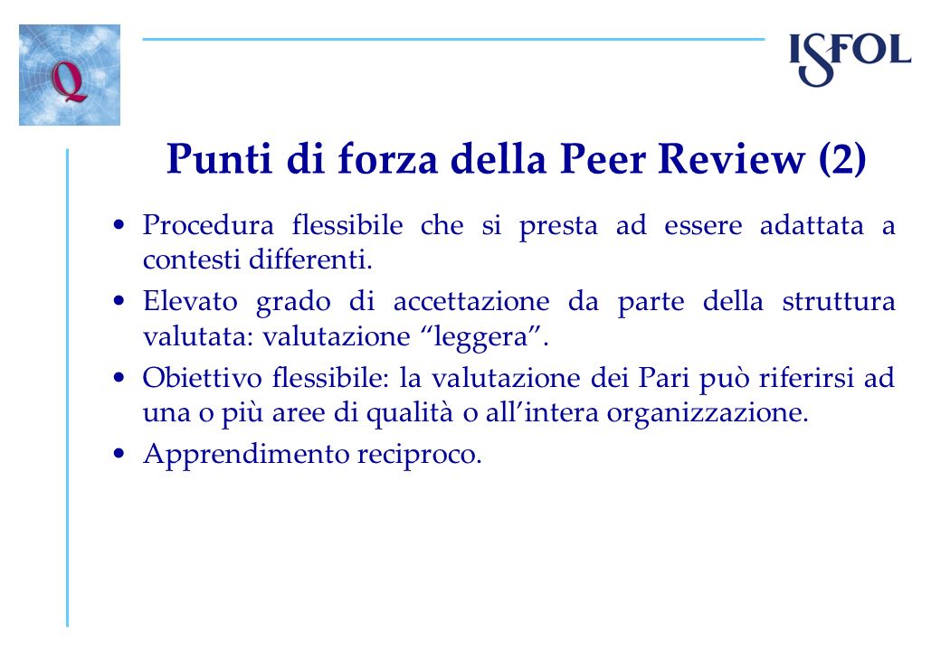 Punti di forza della Peer Review (2)