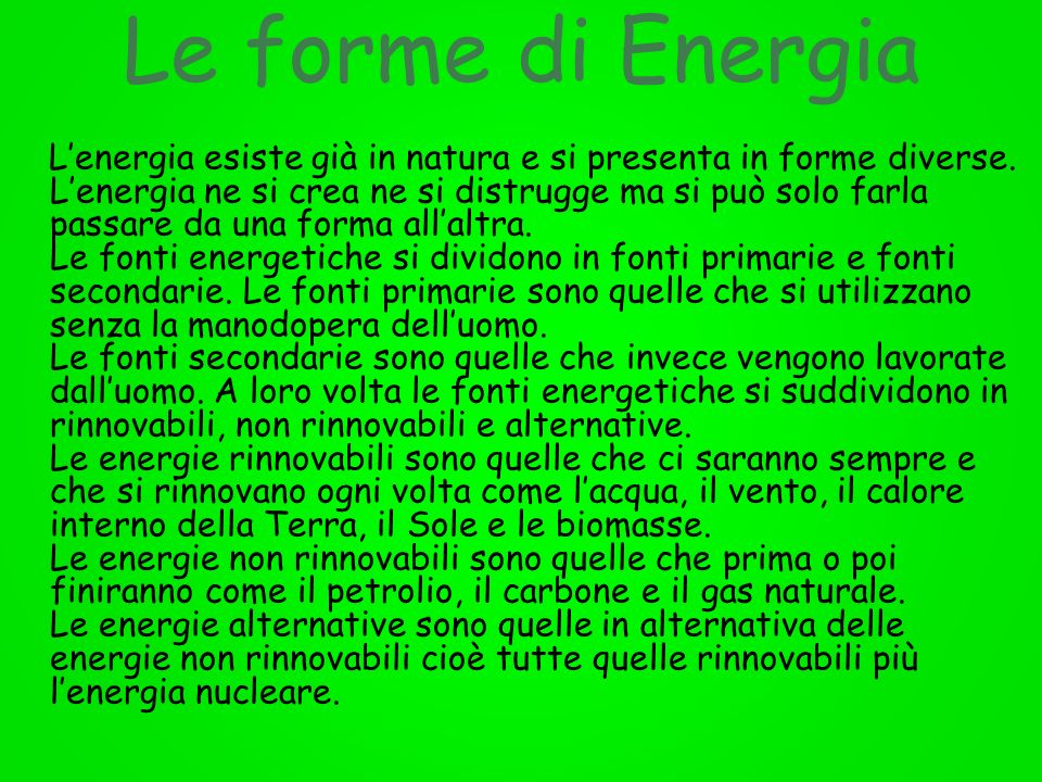 Le forme di Energia