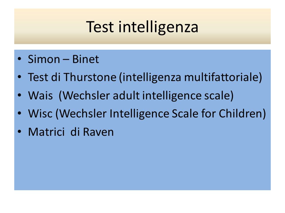 Test intelligenza Simon – Binet