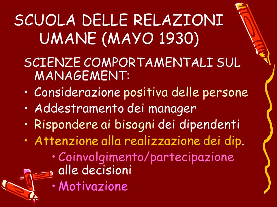 SCUOLA DELLE RELAZIONI UMANE (MAYO 1930)