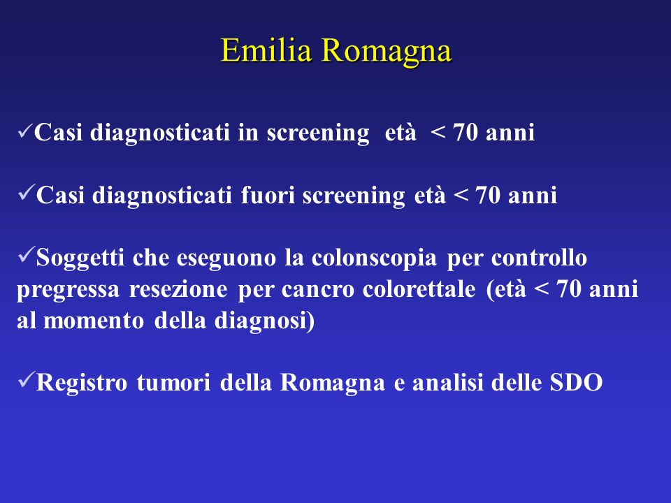Emilia Romagna Casi diagnosticati fuori screening età < 70 anni