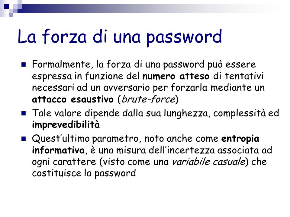 La forza di una password