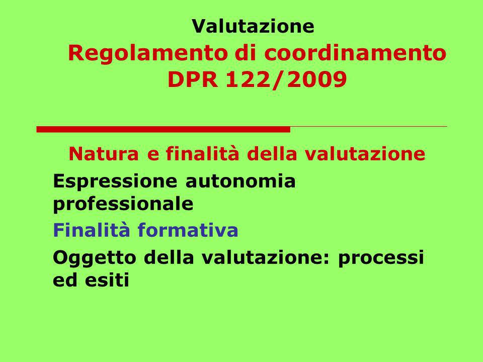 Valutazione Regolamento di coordinamento DPR 122/2009