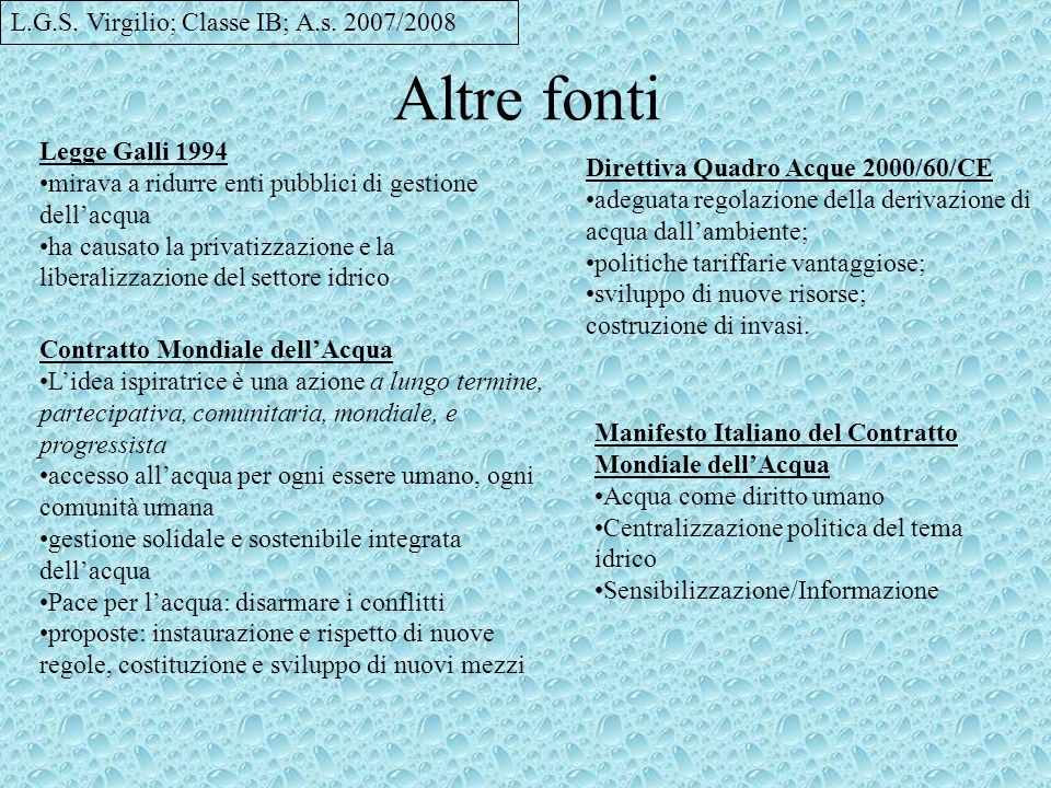 Altre fonti L.G.S. Virgilio; Classe IB; A.s. 2007/2008