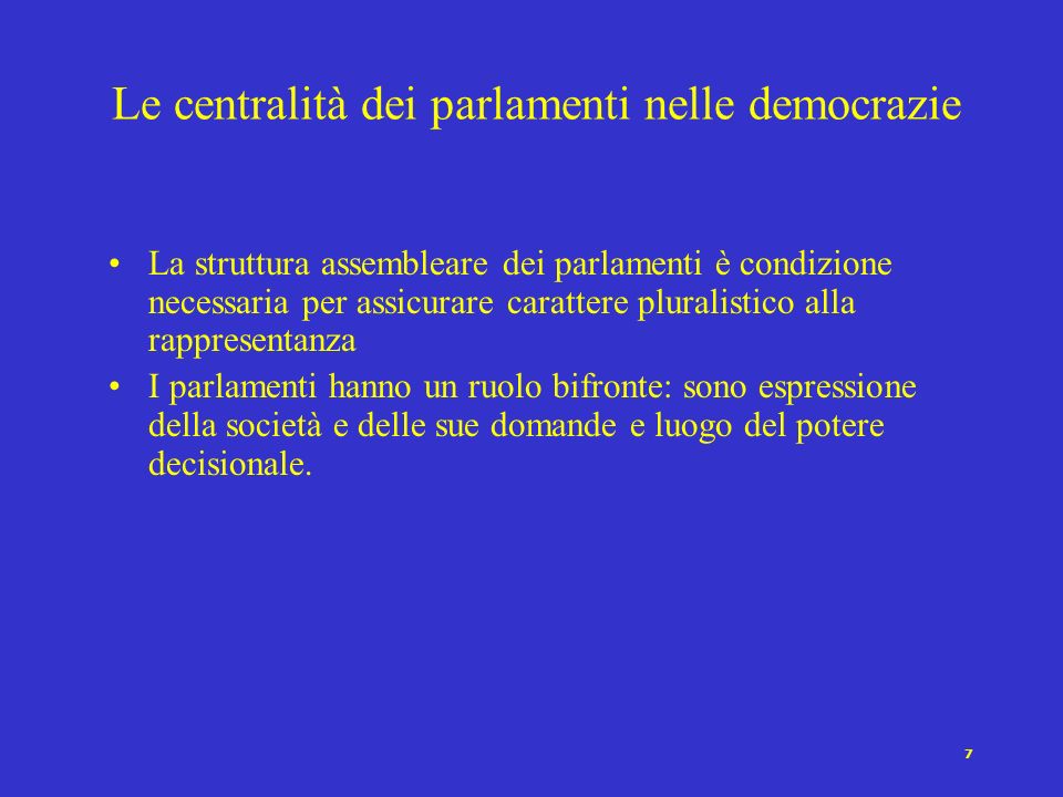 Le centralità dei parlamenti nelle democrazie