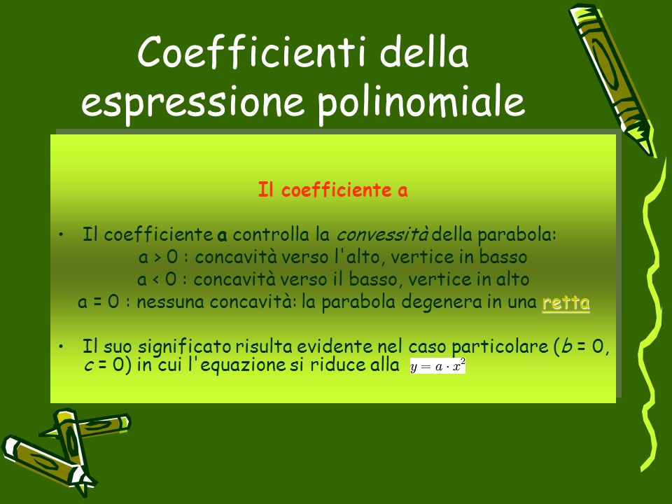 Coefficienti della espressione polinomiale