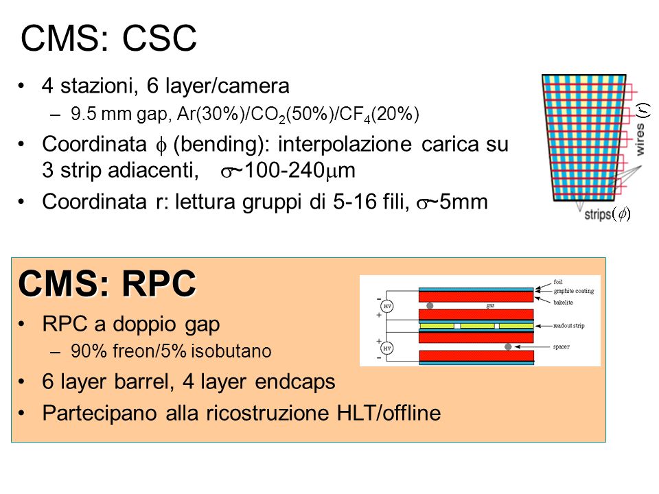 CMS: CSC CMS: RPC 4 stazioni, 6 layer/camera