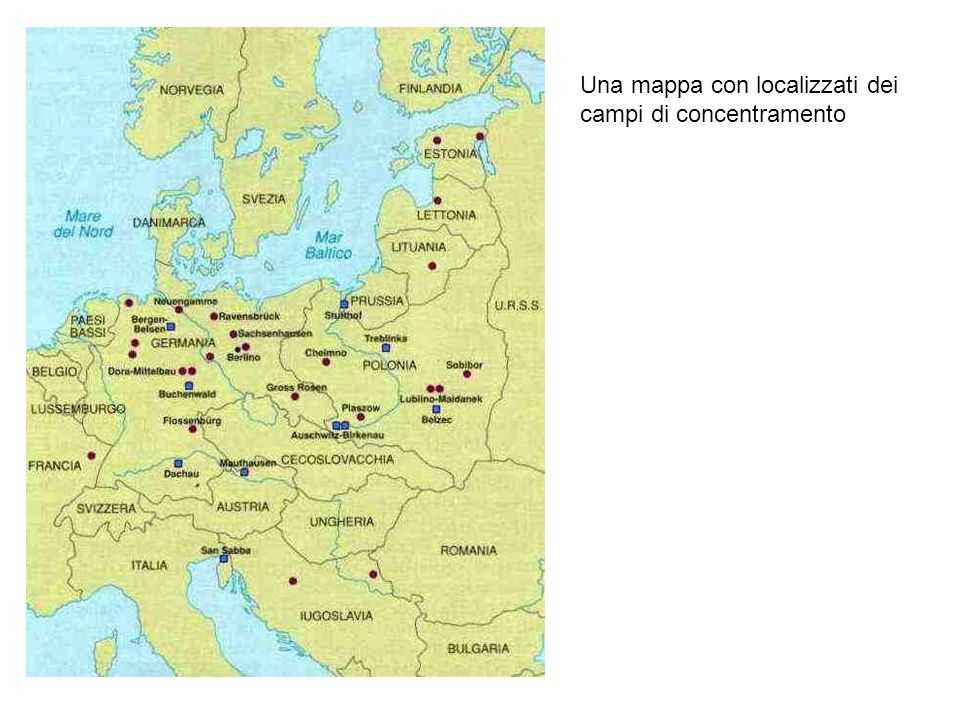 Una mappa con localizzati dei campi di concentramento