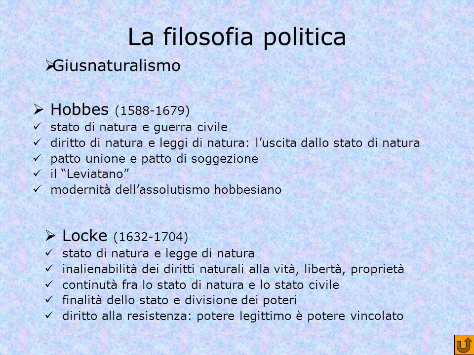 La filosofia politica Giusnaturalismo Hobbes ( )