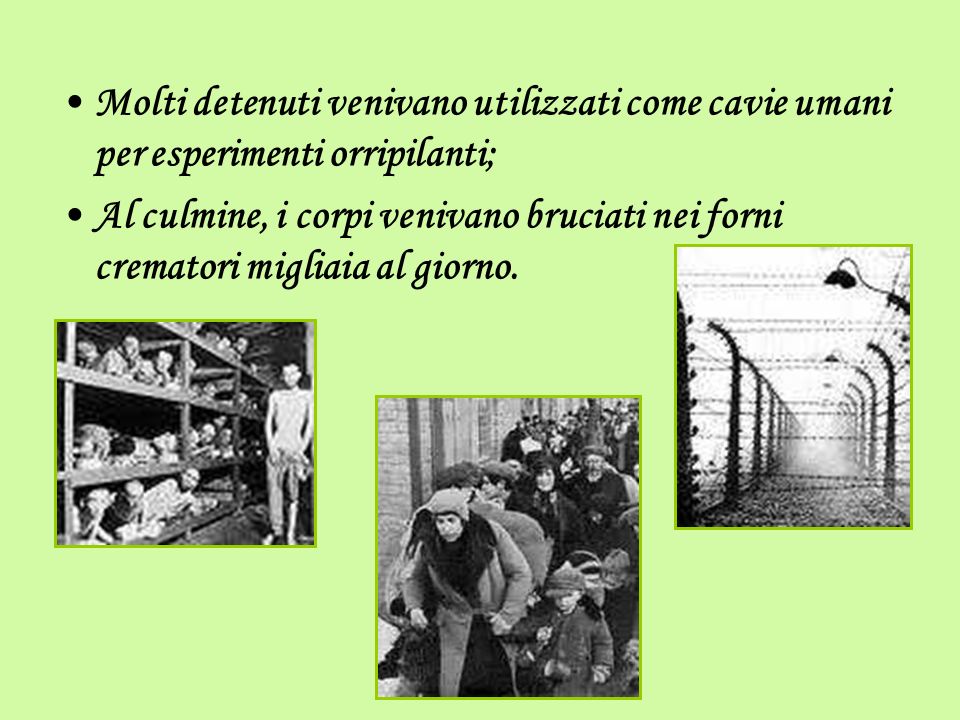Molti detenuti venivano utilizzati come cavie umani per esperimenti orripilanti;
