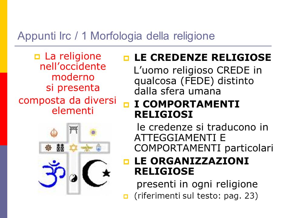 Appunti Irc / 1 Morfologia della religione