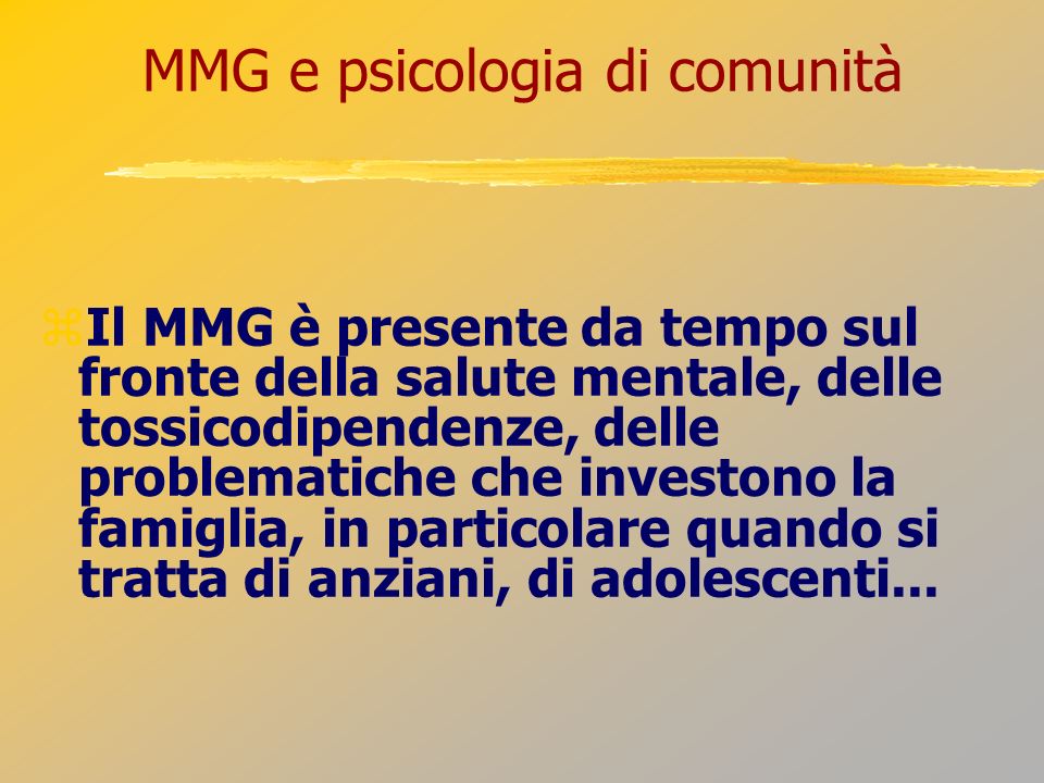 MMG e psicologia di comunità
