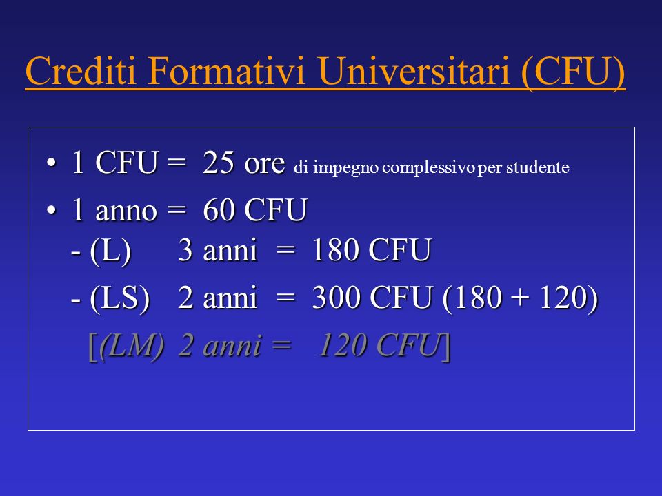 Crediti Formativi Universitari (CFU)