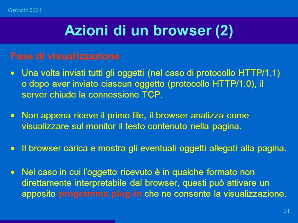 Azioni di un browser (2) Fase di visualizzazione