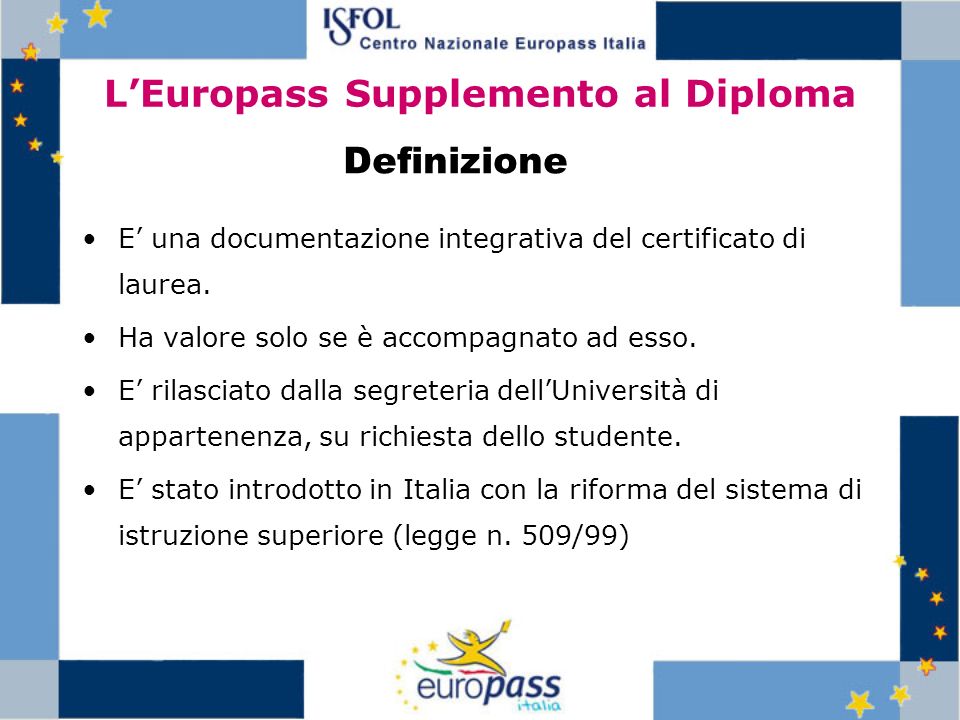 L’Europass Supplemento al Diploma