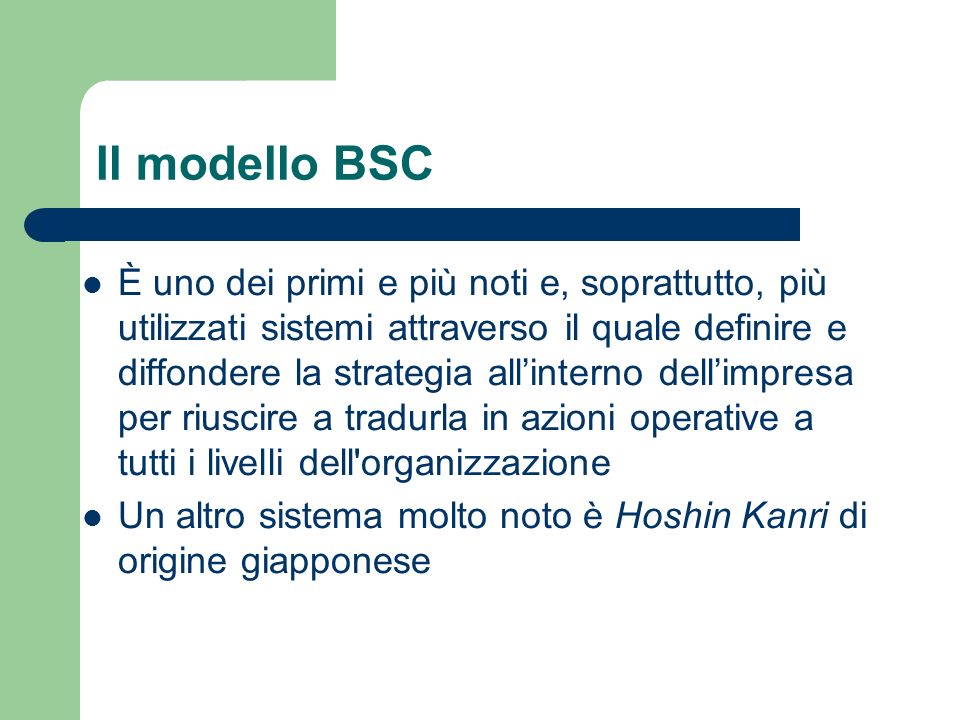 Il modello BSC