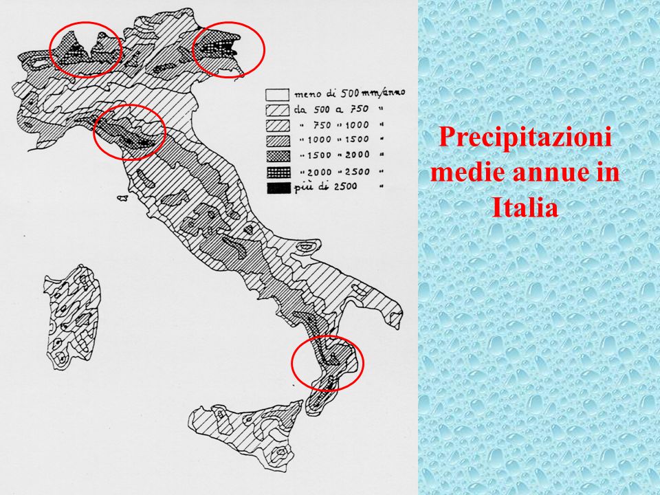 Precipitazioni medie annue in Italia