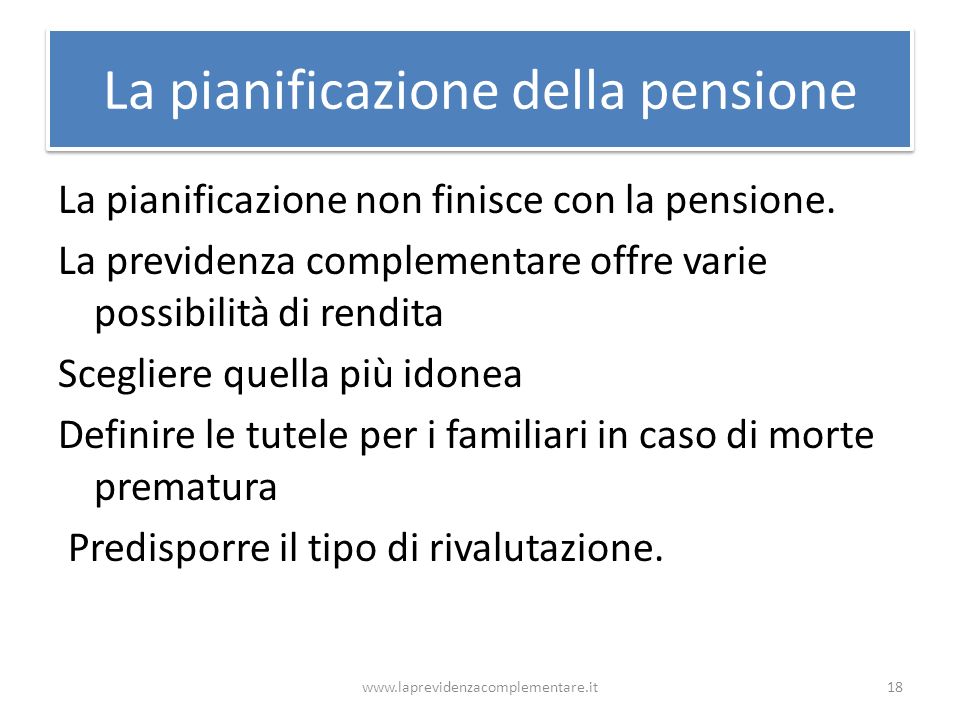 La pianificazione della pensione