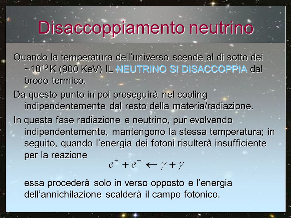 Disaccoppiamento neutrino