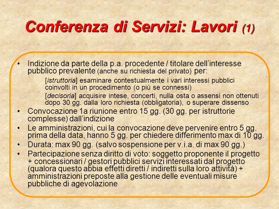 Conferenza di Servizi: Lavori (1)