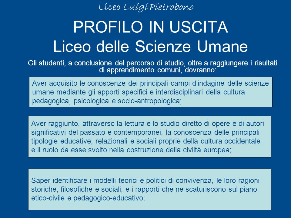 PROFILO IN USCITA Liceo delle Scienze Umane