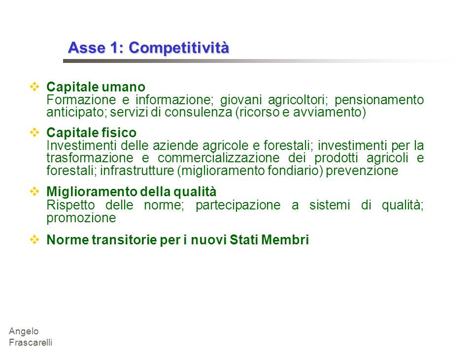 Asse 1: Competitività Capitale umano