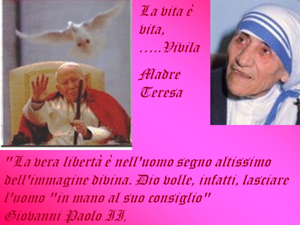La vita è vita, …..Vivila Madre Teresa.