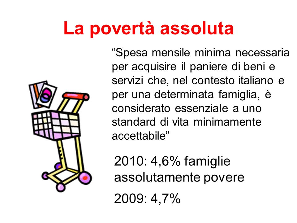 La povertà assoluta 2010: 4,6% famiglie assolutamente povere