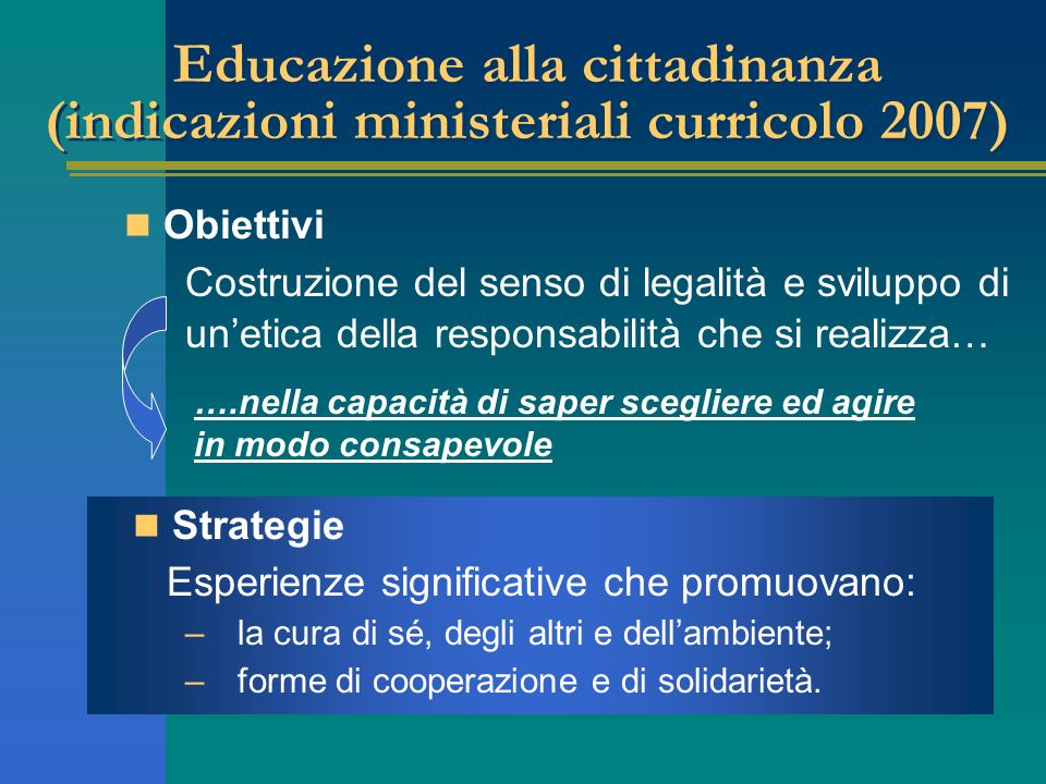 Educazione alla cittadinanza (indicazioni ministeriali curricolo 2007)